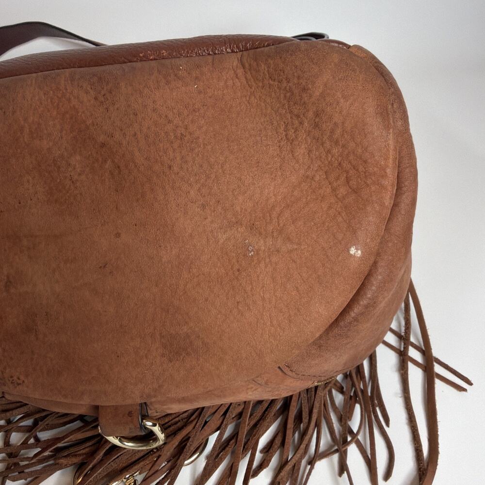 Rebecca Minkoff Julian Fringe Leather Backpack Brown | Boho Festival Bag - Picture 11 of 16